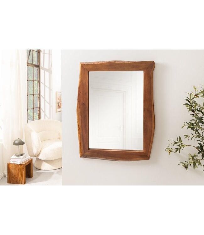 Invicta Interior Wandspiegel MAMMUT 100 cm met natuurlijke rand, bruin acaciahout - 46490
