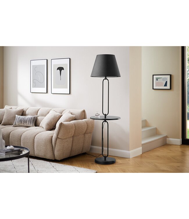 Invicta Interior Staande lamp SERVANT 176 cm met stoffen kap en voetstuk - 43759