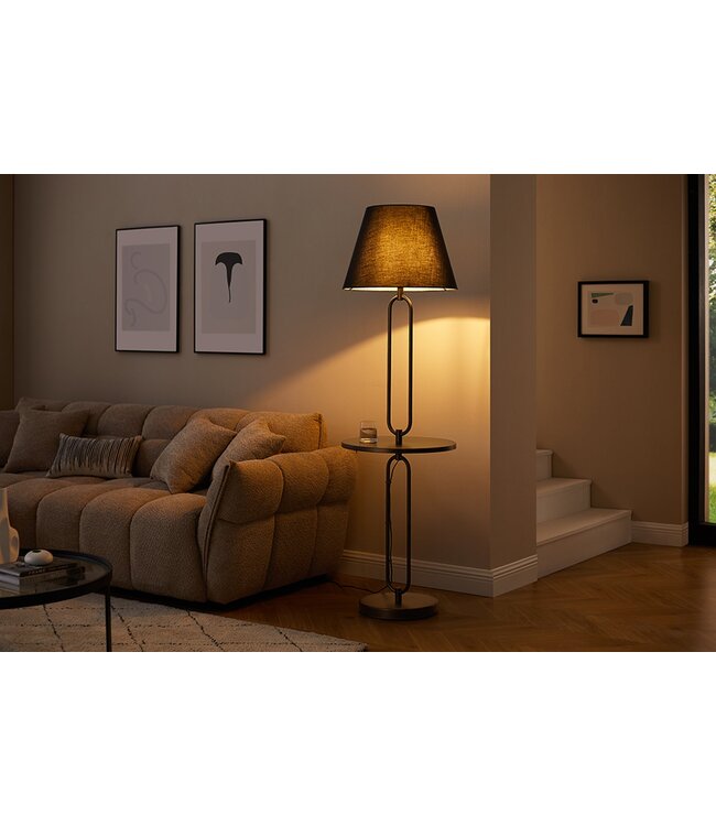 Invicta Interior Staande lamp SERVANT 176 cm met stoffen kap en voetstuk - 43759