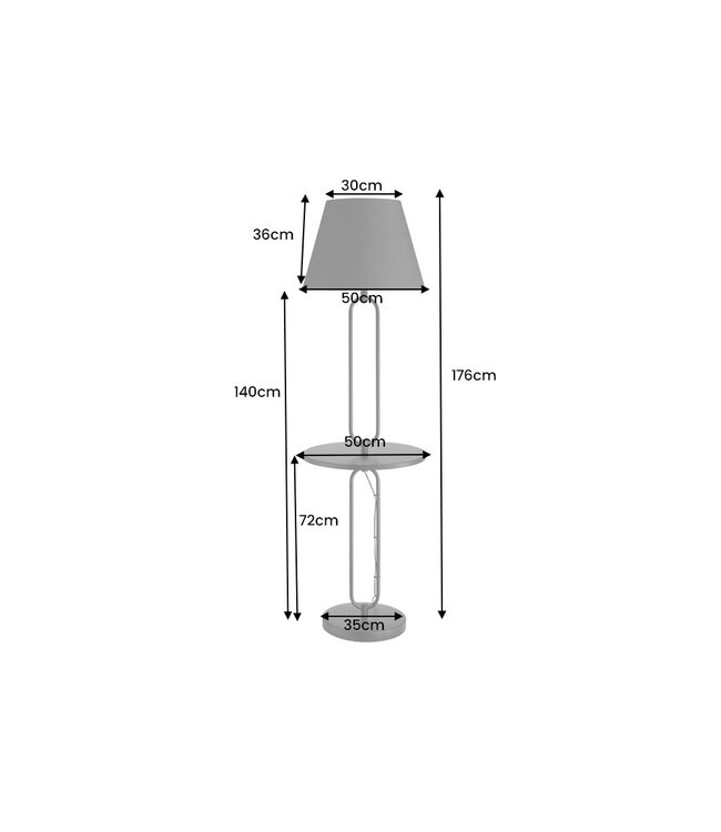Invicta Interior Staande lamp SERVANT 176 cm met stoffen kap en voetstuk - 43759