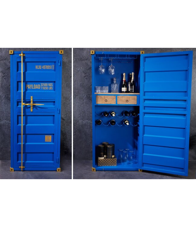 Invicta Interior Barkast Container GLOBETROTTER 180cm blauw - 43598