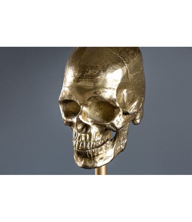 Invicta Interior Tafellamp SKULL 56cm goudkleurige katoenen kap zwart - 41529