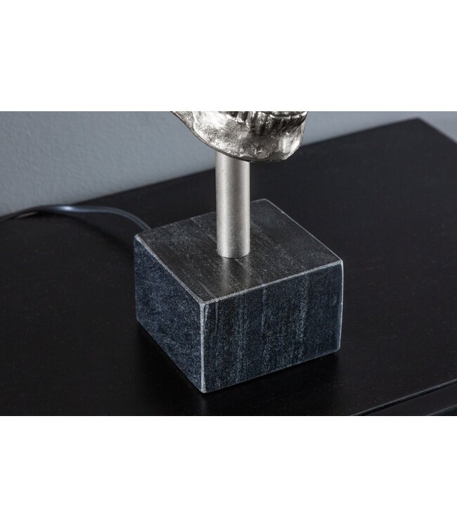 Invicta Interior Tafellamp SKULL 56cm zilverkleurige katoenen kap zwart - 41528