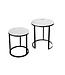 Invicta Interior Bijzettafel ELEGANCE Ø 50-60cm rond set van 2 marmerlook wit met zwart frame - 42178