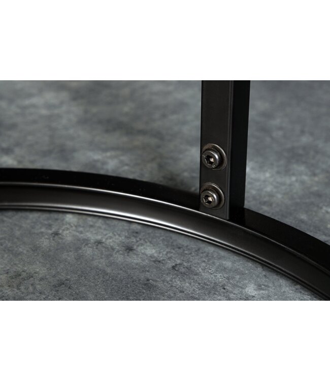 Invicta Interior Bijzettafel ELEGANCE Ø 50-60cm rond set van 2 marmerlook wit met zwart frame - 42178