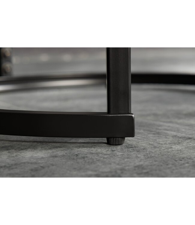 Invicta Interior Bijzettafel ELEGANCE Ø 50-60cm rond set van 2 marmerlook wit met zwart frame - 42178