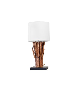 Invicta Interior Tafellamp EUPHORIA I 60 cm met lampenkap van longanhout en katoen - 43452