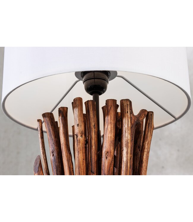 Invicta Interior Tafellamp EUPHORIA I 60 cm met lampenkap van longanhout en katoen - 43452