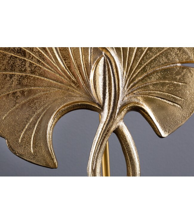 Invicta Interior Tafellamp GINKGO 62 cm met gouden katoenen kap en zwarte kap - 41530