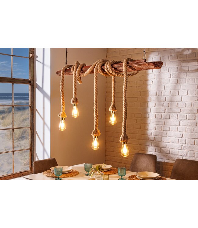 Invicta Interior Hanglamp SEVEN SEAS 110 cm, gemaakt van gerecycled acaciahout, naturel - 44679