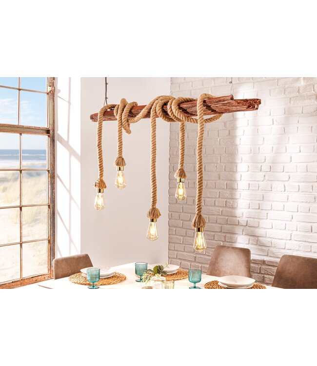 Invicta Interior Hanglamp SEVEN SEAS 110 cm, gemaakt van gerecycled acaciahout, naturel - 44679