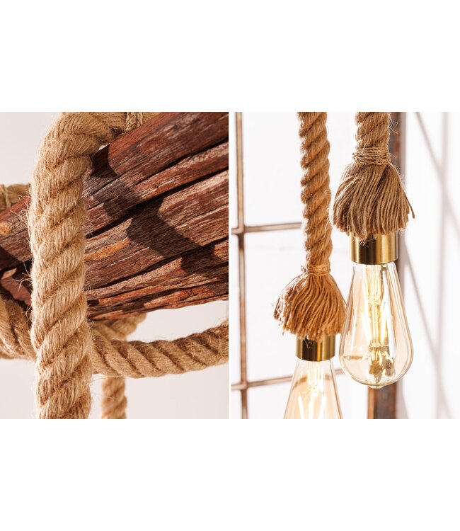 Invicta Interior Hanglamp SEVEN SEAS 110 cm, gemaakt van gerecycled acaciahout, naturel - 44679