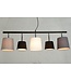 Invicta Interior Hanglamp LEVELS 100cm 5 linnen kappen zwart grijs wit - 37741
