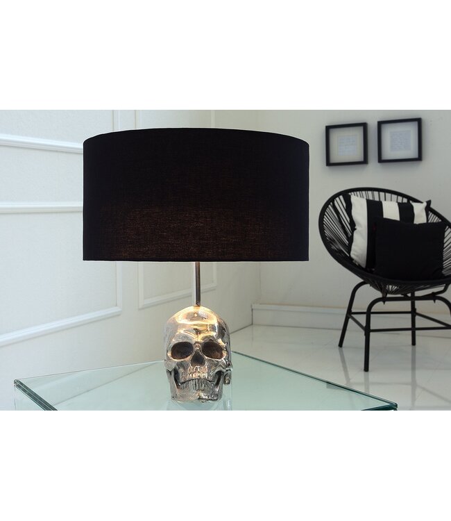 Invicta Interior Tafellamp SKULL 44 cm linnen kap zwart - 38320