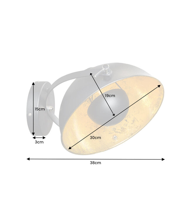 Invicta Interior Wandlamp STUDIO 40cm zwart goud - 35124