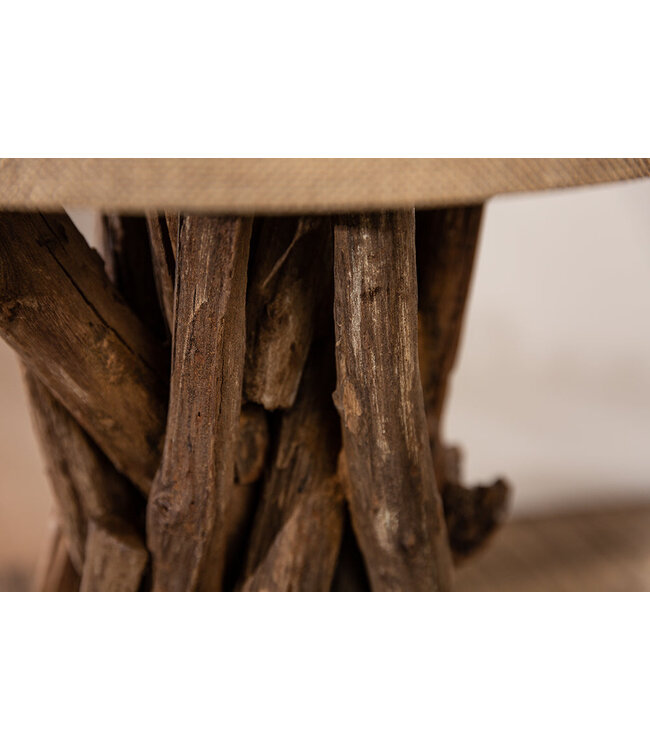 Invicta Interior Tafellamp HARMONY NATURE 50 cm teakhouten linnen kap beige - 41385