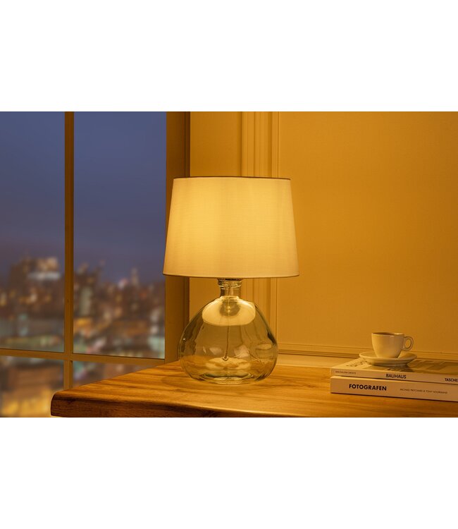 Invicta Interior Tafellamp CLASSIC 40 cm met witte lampenkap van gerecycled glas - 44494