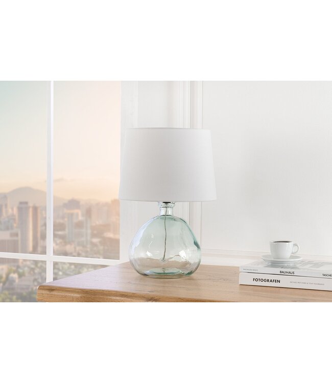 Invicta Interior Tafellamp CLASSIC 40 cm met witte lampenkap van gerecycled glas - 44494
