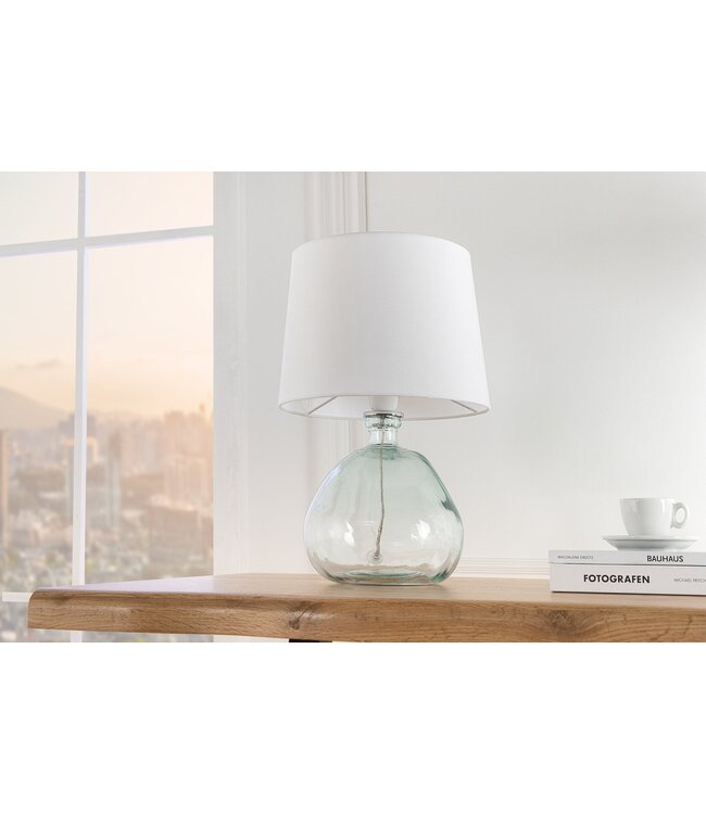 Invicta Interior Tafellamp CLASSIC 40 cm met witte lampenkap van gerecycled glas - 44494