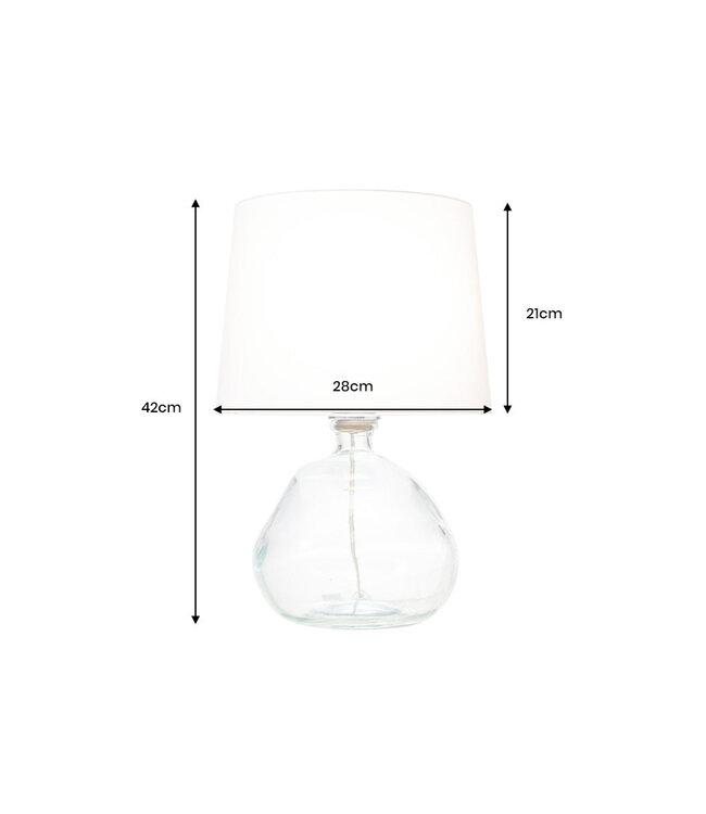 Invicta Interior Tafellamp CLASSIC 40 cm met witte lampenkap van gerecycled glas - 44494
