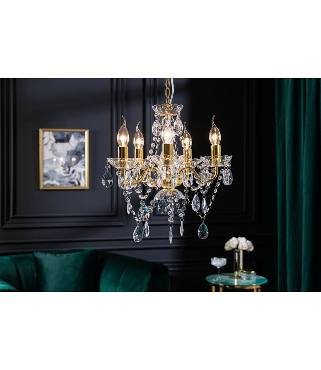 Invicta Interior Kroonluchter met diamanten, 5 armen, goudkleurig - 43169