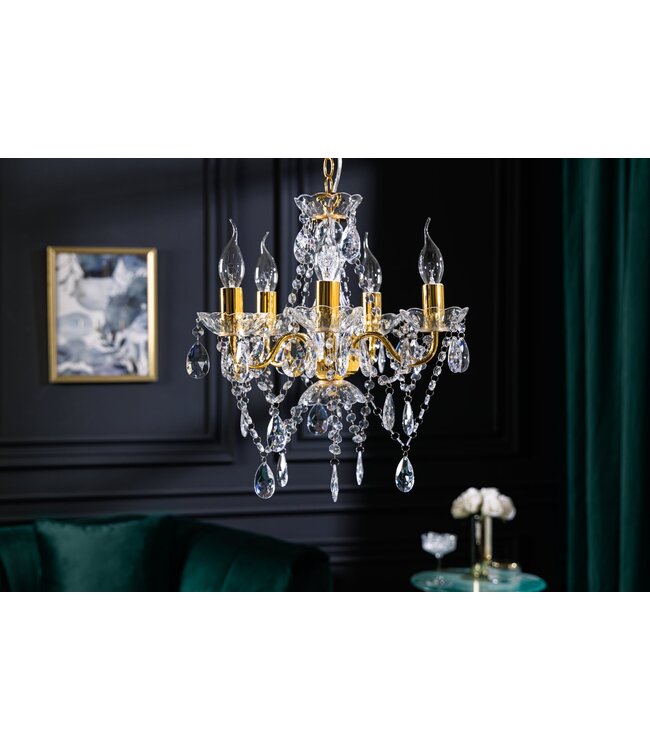 Invicta Interior Kroonluchter met diamanten, 5 armen, goudkleurig - 43169