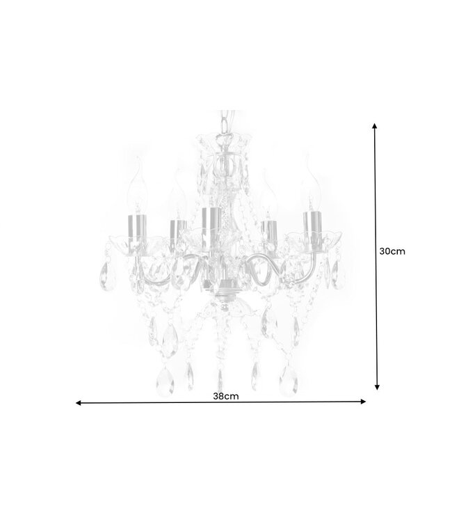 Invicta Interior Kroonluchter met diamanten, 5 armen, goudkleurig - 43169