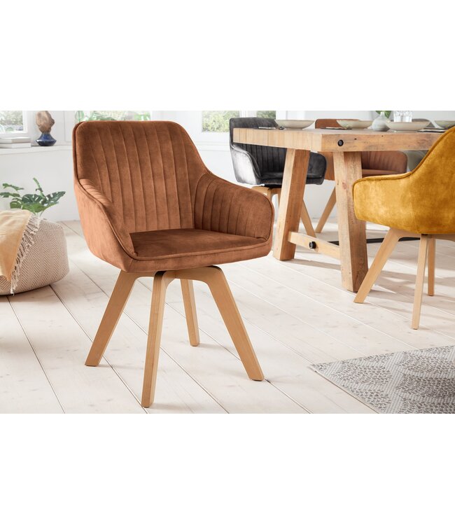 Invicta Interior Draaistoel LIVORNO 180° fluweelbruin - 46657