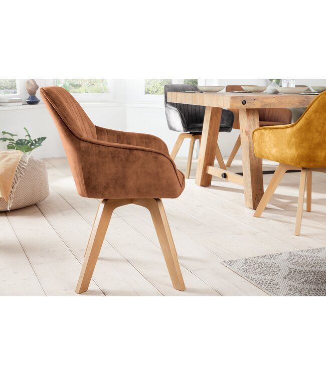 Invicta Interior Draaistoel LIVORNO 180° fluweelbruin - 46657