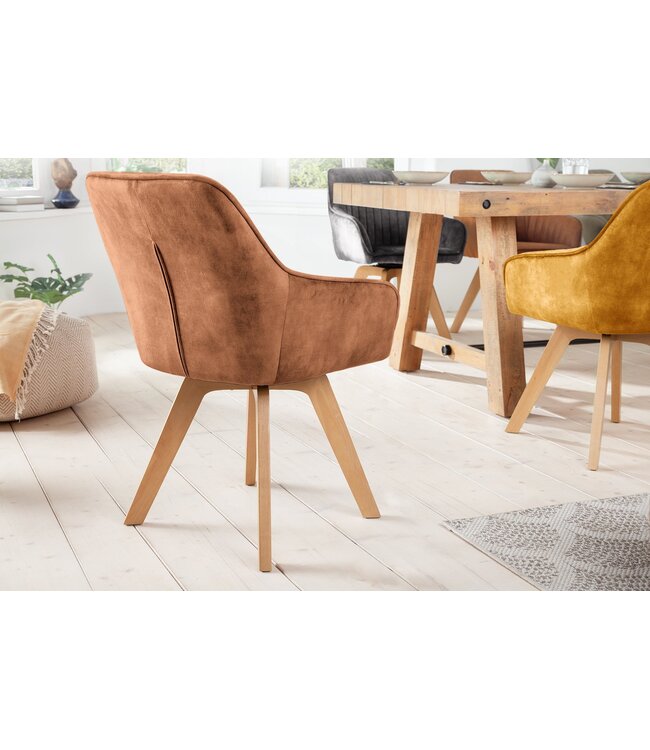 Invicta Interior Draaistoel LIVORNO 180° fluweelbruin - 46657