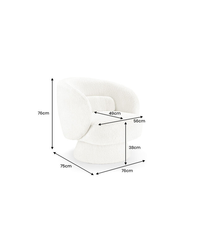 Invicta Interior Fauteuil BOSSA NOVA 360° draaibaar bouclé wit - 43526