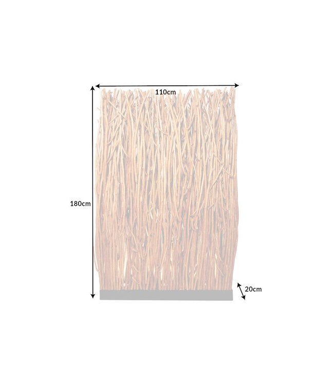 Invicta Interior Vloerlamp NATURAL PARAVENT 180cm longanhout naturel incl. lichtbron - 40505
