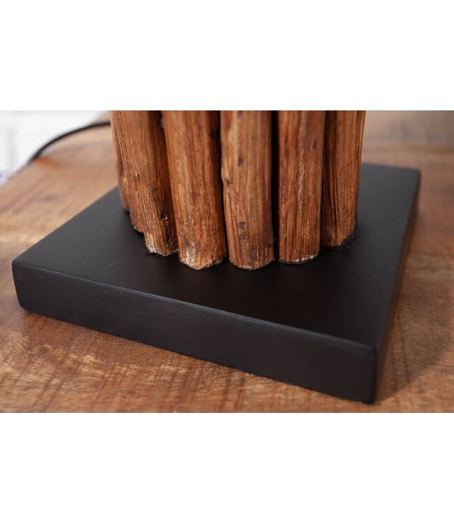 Invicta Interior Tafellamp EUPHORIA met bruine linnen kap in drijfhoutkleur - 36966