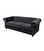 Invicta Interior Bank CHESTERFIELD 205 cm, binnenvering, 3-zits, fluweel, zwart - 47033