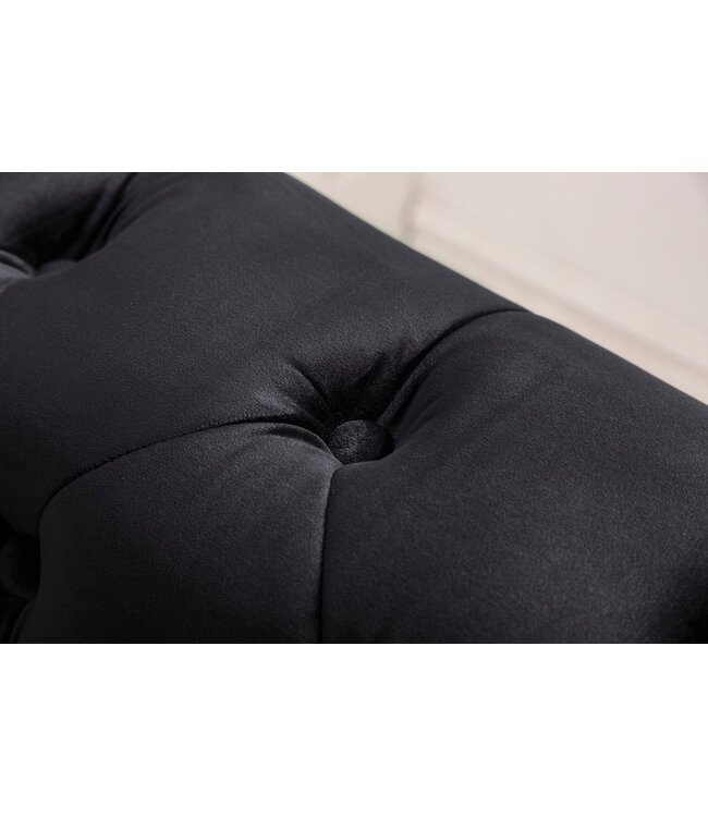 Invicta Interior Bank CHESTERFIELD 205 cm, binnenvering, 3-zits, fluweel, zwart - 47033