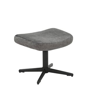 Invicta Interior Kruk VOGUE 45 cm draaibaar fluweelgrijs met zwart metalen frame - 46704