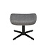 Invicta Interior Kruk VOGUE 45 cm draaibaar fluweelgrijs met zwart metalen frame - 46704