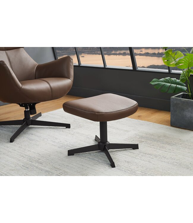 Invicta Interior Kruk VOGUE 45 cm, draaibaar, kunstleer, bruin, met zwart metalen frame - 47721