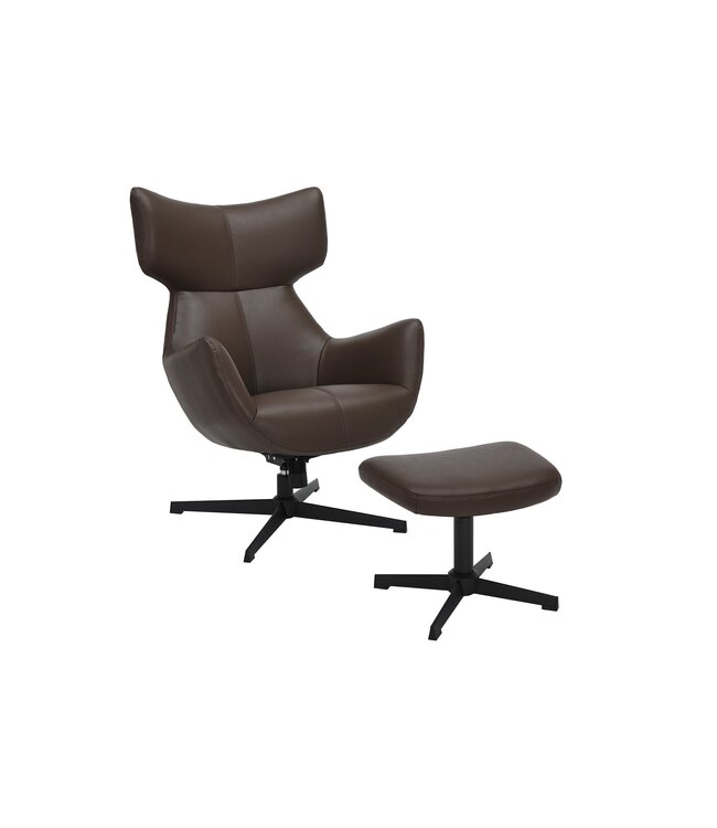 Invicta Interior Kruk VOGUE 45 cm, draaibaar, kunstleer, bruin, met zwart metalen frame - 47721