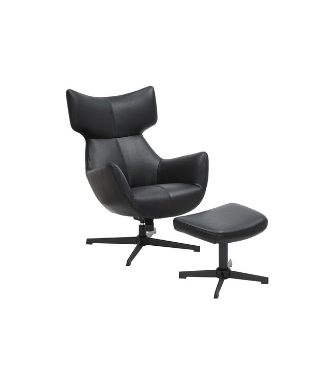 Invicta Interior Kruk VOGUE 45 cm, draaibaar, kunstleer, zwart, met zwart metalen frame - 47719