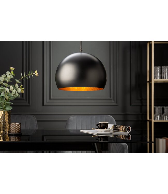 Invicta Interior Hanglamp GLOW zwart met bladgoudkleurige binnenkant - 41320