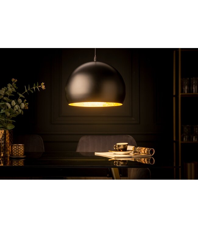 Invicta Interior Hanglamp GLOW zwart met bladgoudkleurige binnenkant - 41320