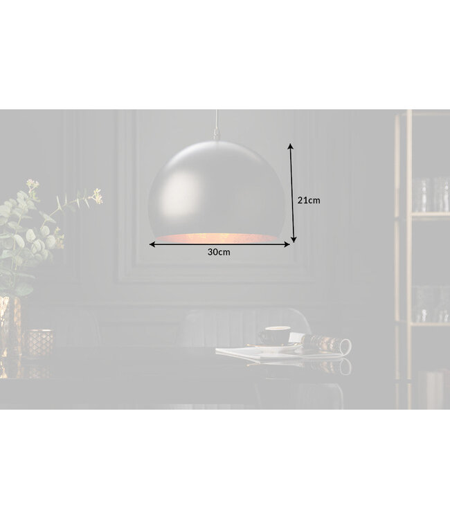 Invicta Interior Hanglamp GLOW zwart met bladgoudkleurige binnenkant - 41320