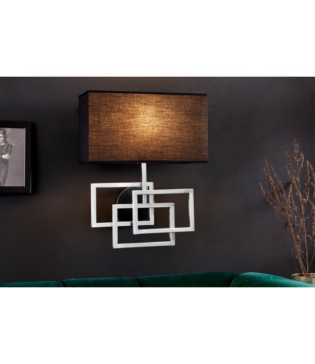 Invicta Interior Wandlamp LEONOR zilver met zwarte kap - 41674