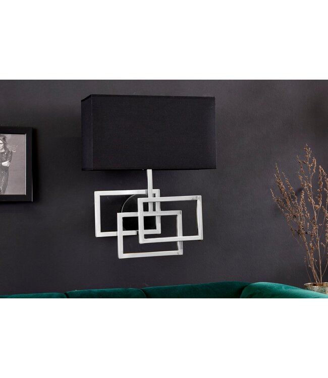 Invicta Interior Wandlamp LEONOR zilver met zwarte kap - 41674