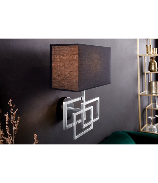 Invicta Interior Wandlamp LEONOR zilver met zwarte kap - 41674