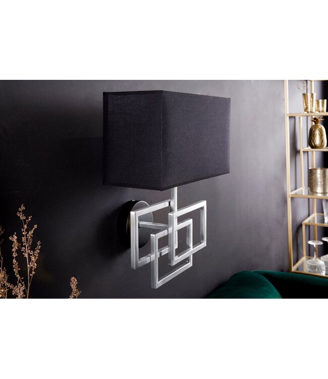 Invicta Interior Wandlamp LEONOR zilver met zwarte kap - 41674