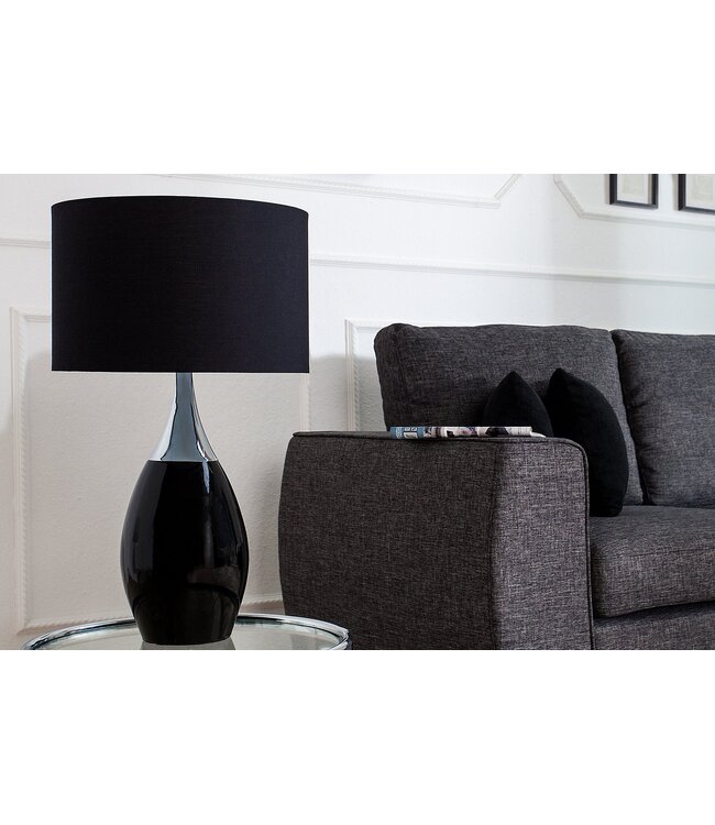 Invicta Interior Tafellamp CARLA 60 cm linnen kap zwart - 37005