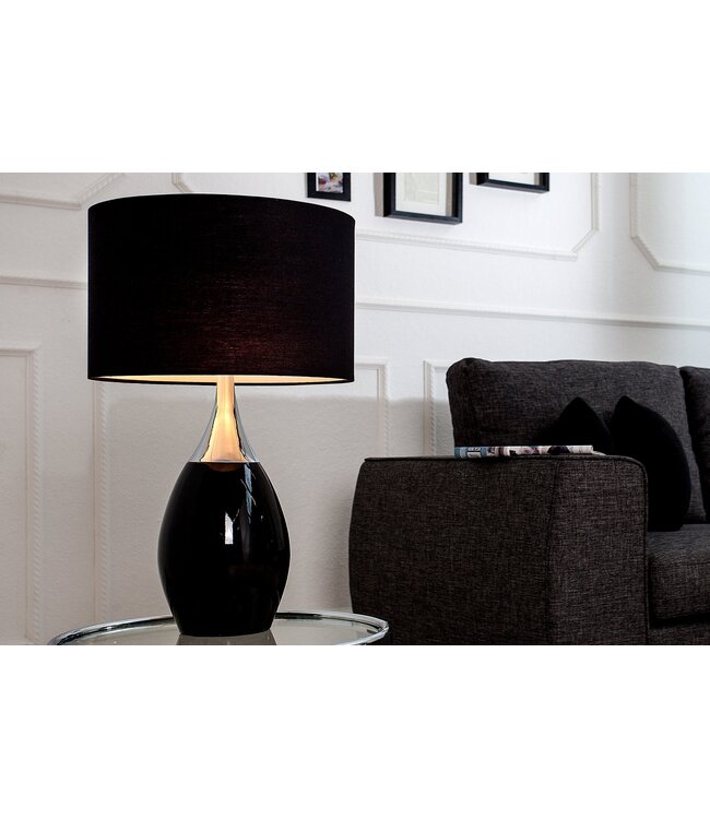 Invicta Interior Tafellamp CARLA 60 cm linnen kap zwart - 37005