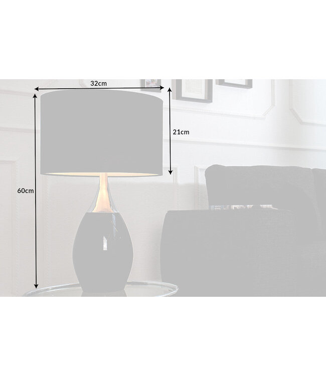 Invicta Interior Tafellamp CARLA 60 cm linnen kap zwart - 37005